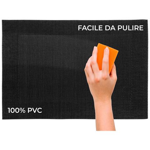 Set Tovagliette Americane Cucina Antiscivolo In Tinta Unita Lavabili In Vari Colori Set 6 Nero - Foto 5