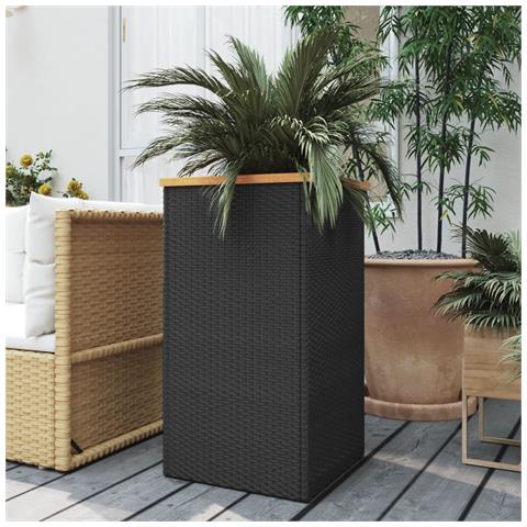 Fioriera Nera 40x40x80 Cm In Polyrattan - Foto 1