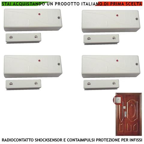 Sensore Magnetico Wireless Fr. 433,92 Mhz Rilevatore Sismico Regolabile 2 Pezzi Per Antifurto Ingresso Nc E Contaimpul - Foto 1