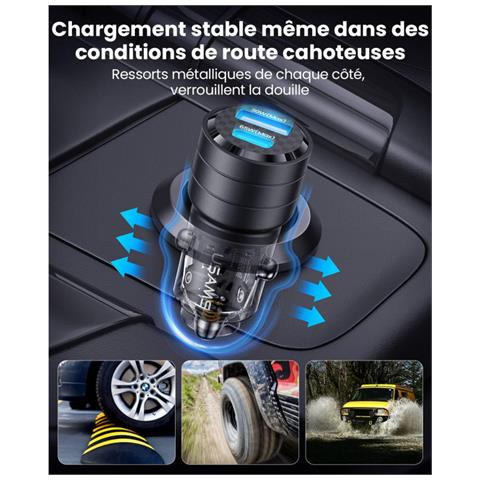 Caricatore Auto Ultra-rapido 95w Usb-c Pd 65w+usb-a Qc 30w, Nero Transparente - Foto 5