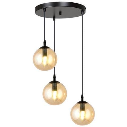 Lampada A Sospensione Cosmo - Nero, Grigio, Ambra - Acciaio Verniciato A Polvere, Vetro - 70x100x14 Cm - Foto 2