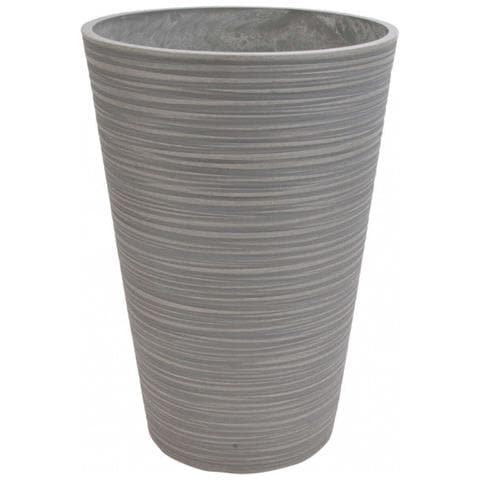 Vaso Tondo Alto Grande Da Giardino In Fibra Di Argilla Ø41x60 Cm Zinnia - Black - Foto 1