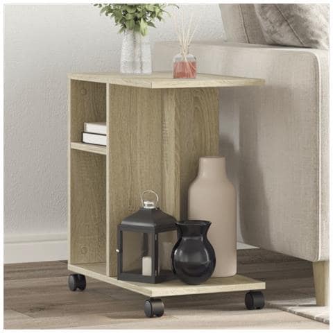 Tavolino Con Ruote Rovere Sonoma 50x30x55 Cm Legno Multistrato - Foto 8