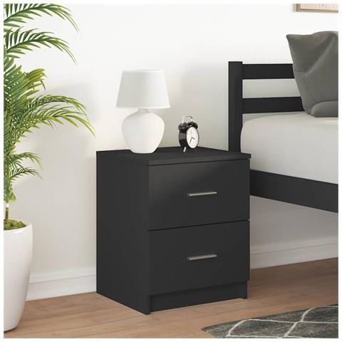 Comodino Con 2 Cassetti Nero 40x36x50 Cm - Foto 3
