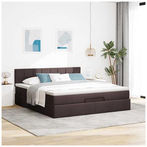 Struttura Letto Pouf Con Materasso 180x200 Cm In Tessuto - Foto 3