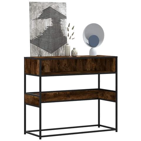 Tavolino Consolle Rovere Fumo 90x35x80 Cm In Legno Multistrato - Foto 1