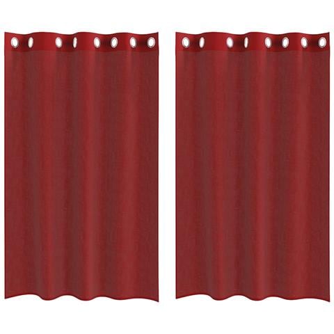 Tende In Voile Con Occhielli 2 Pz Rosso Vino - Foto 2