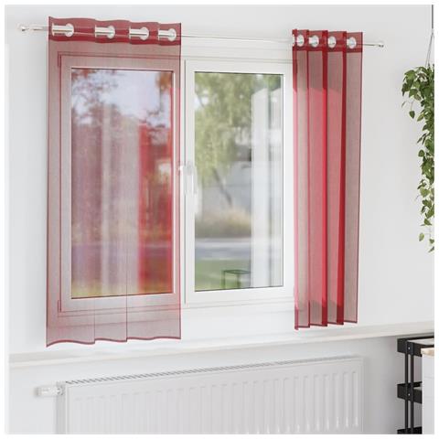 Tende In Voile Con Occhielli 2 Pz Rosso Vino - Foto 1