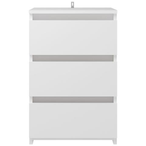 Lusso Casadino -  Comodino Bianco 40x35x62,5 Cm In Legno Multistrato - Foto 2