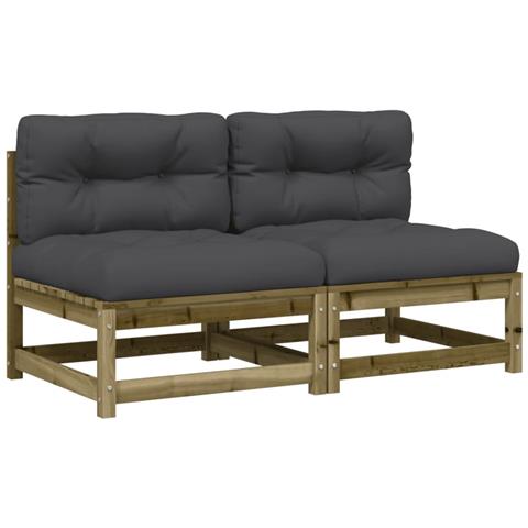 Lusso Casadino - Divani Giardino Senza Braccioli Con Cuscini 2pz Pino Impregnato - Foto 1