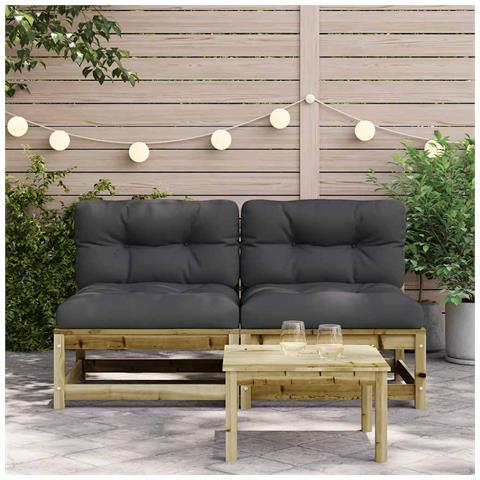 Lusso Casadino - Divani Giardino Senza Braccioli Con Cuscini 2pz Pino Impregnato - Foto 2