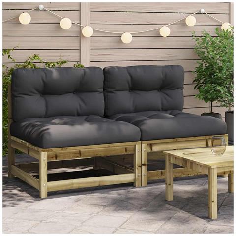 Lusso Casadino - Divani Giardino Senza Braccioli Con Cuscini 2pz Pino Impregnato - Foto 8