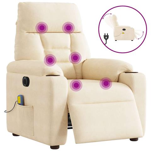 Poltrona Reclinabile Massaggiante Elettrica Beige Microfibra - Foto 1