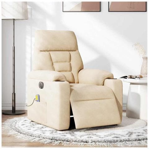 Poltrona Reclinabile Massaggiante Elettrica Beige Microfibra - Foto 2