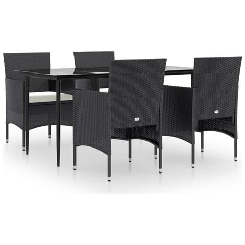 Set da Pranzo da Giardino 5 pz con Cuscini Nero - Foto 1