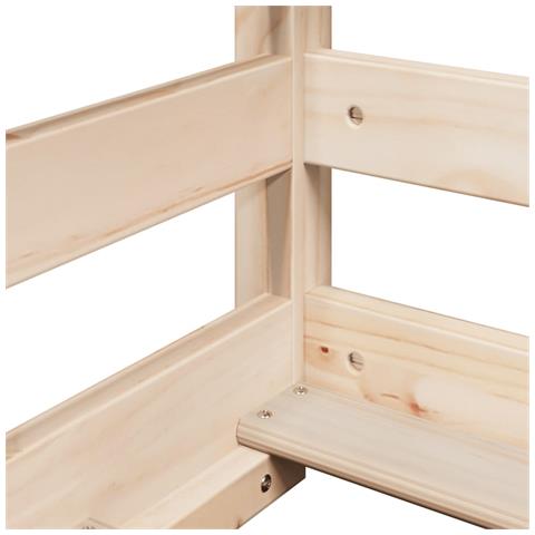 Letto a Soppalco con Tetto 75x190 cm in Legno Massello di Pino - Foto 9