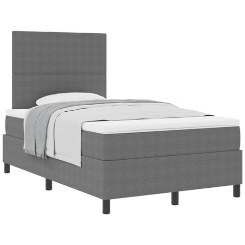 Letto con Box Spring e Materasso Grigio Chiaro 120x200 cm Tessuto in corduroy - Foto 1