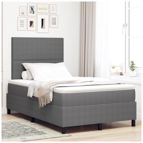 Letto con Box Spring e Materasso Grigio Chiaro 120x200 cm Tessuto in corduroy - Foto 2