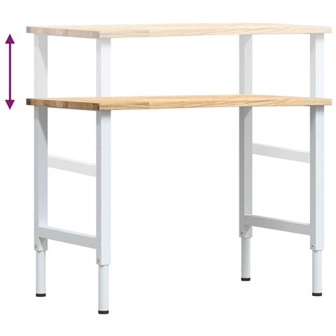 Banco da Lavoro 100x60x(71,5-98) cm Legno Massello Rovere - Foto 9