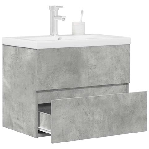 Set Mobili da Bagno 2 pz Grigio Cemento in Legno Multistrato - Foto 2