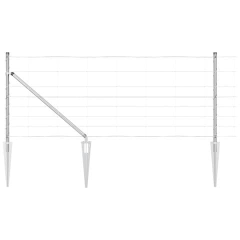 Recinzione da Campo  0.8x100 m Acciaio Zincato, Pali per Recinzione  con Punta 13 pz Ø32 mm 100 cm Acciaio Zincato - Foto 1