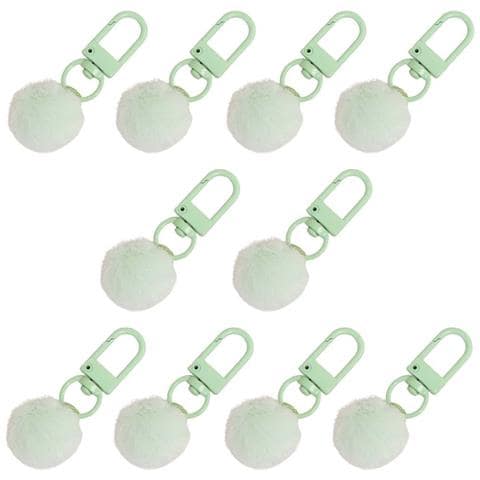 Set Da 10 Portachiavi Con Ciondolo A Pompon Carino - Accessorio Alla Moda Green - Foto 1