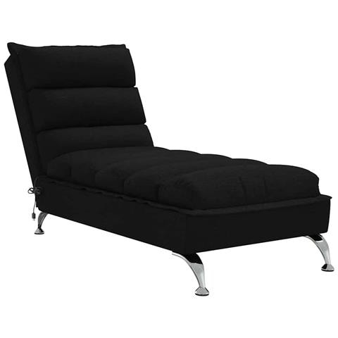 Chaise Longue Massaggi con Cuscini Nero in Tessuto - Foto 1
