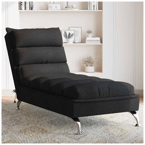 Chaise Longue Massaggi con Cuscini Nero in Tessuto - Foto 2
