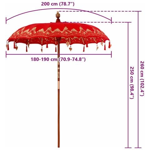Parasol Balinese Rosso (180-190) x 260 cm - Foto 8