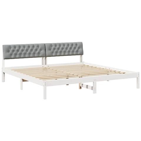 Struttura del Letto Bianco e grigio chiaro 200 x 200 cm - Foto 1