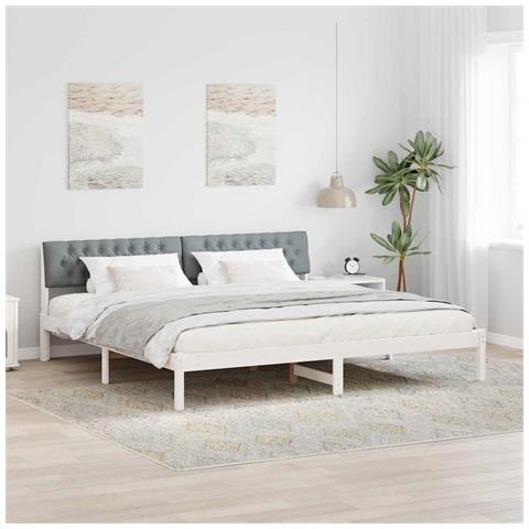 Struttura del Letto Bianco e grigio chiaro 200 x 200 cm - Foto 2