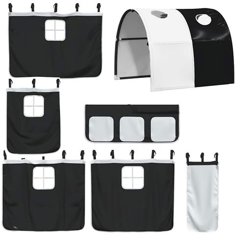 Letto a Castello senza Materasso Bianco e Nero 90x200cm in Pino - Foto 9