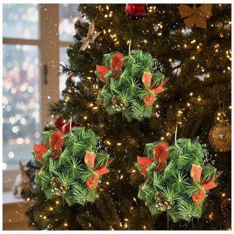 Décoration De Noël Taino, Structure Rouge, Fabriqué En Italie, Vert - Foto 1