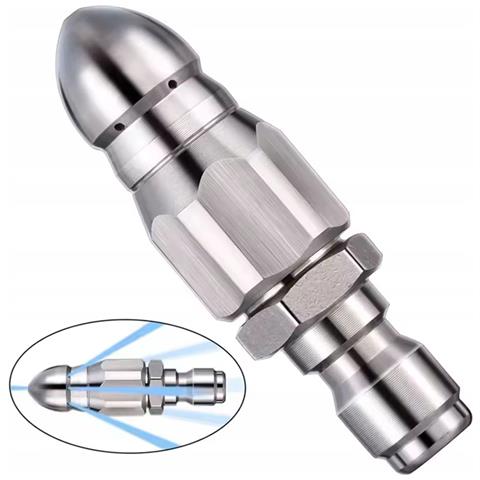 Ugello Di Pulizia Clearflow Steeljet 1/4 Quickconnect - Acciaio Inox | 1 Foro Frontale + 6 Posteriori | Per Tubature E Scarichi - Foto 1