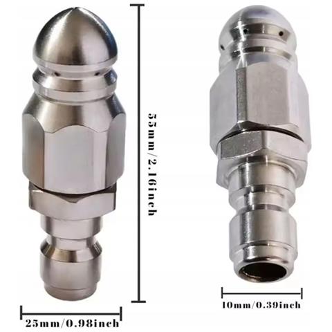 Ugello Di Pulizia Clearflow Steeljet 1/4 Quickconnect - Acciaio Inox | 1 Foro Frontale + 6 Posteriori | Per Tubature E Scarichi - Foto 8