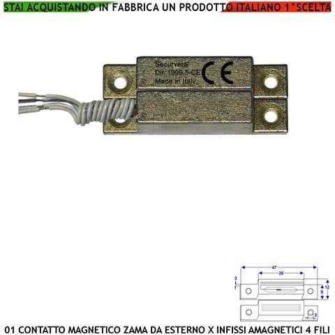 Sensore Magnetico Da Esterno In Zama Con Alette Forate Di Fissaggio Contatto Reed Nc Ampolla Sottovuoto Sensibilità Ma - Foto 1
