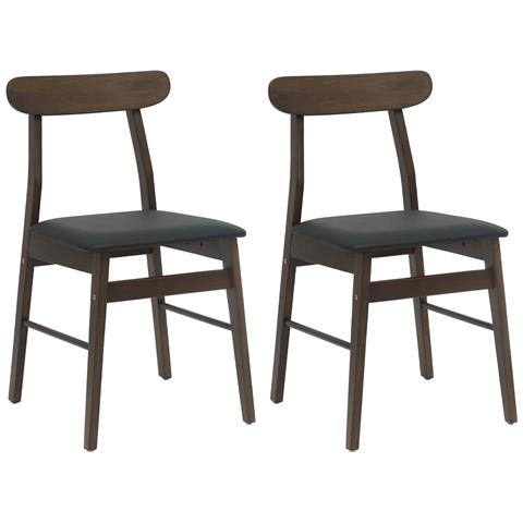 Sedia da pranzo 2 pcs Marrone scuro e Nero - Foto 1