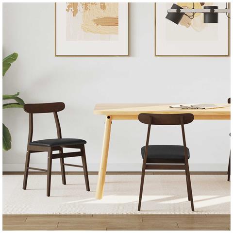 Sedia da pranzo 2 pcs Marrone scuro e Nero - Foto 2