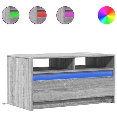 Tavolino da Salotto con Luci LED Grigio Sonoma in Truciolato - Foto 1