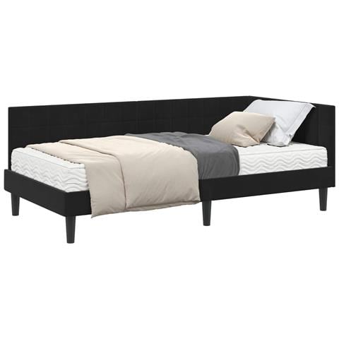 Struttura Letto Angolare con Materasso 2 pcs Nero Velluto - Foto 1