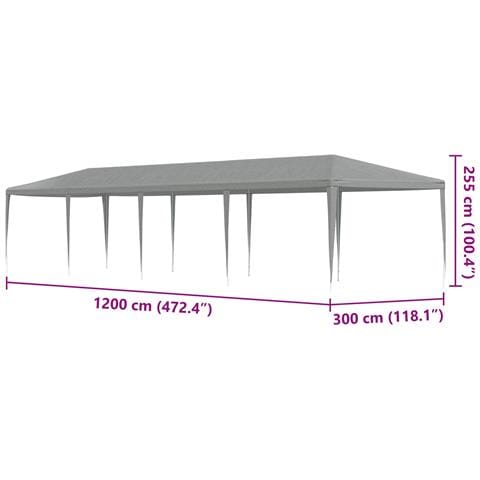 Tenda Party Grigio chiaro 1200 x 300 x 255 cm PE e Acciaio - Foto 7