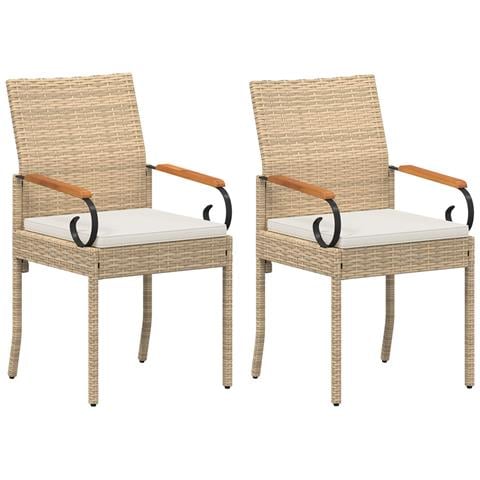 Sedie da giardino con cuscino 2 pcs Beige e Bianco Crema - Foto 1