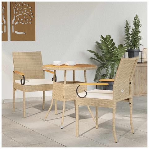 Sedie da giardino con cuscino 2 pcs Beige e Bianco Crema - Foto 2