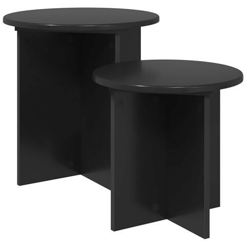 Set tavolini 2 pcs Rovere Nero Legno ingegnerizzato - Foto 1