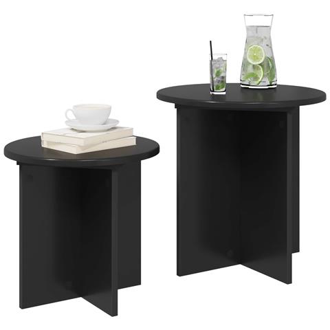 Set tavolini 2 pcs Rovere Nero Legno ingegnerizzato - Foto 2
