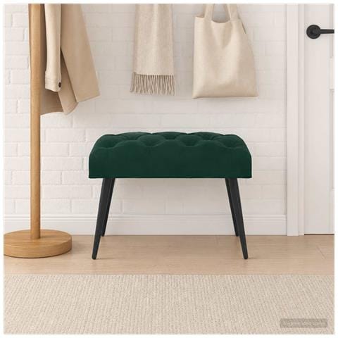 Panchina con bottoni imbottiti Verde Scuro 60 x 40 x 45 cm - Foto 2