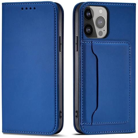 Custodia Magnetica Per Iphone 13 Pro, Portafoglio Con Supporto Per Schede, Blu. - Foto 1