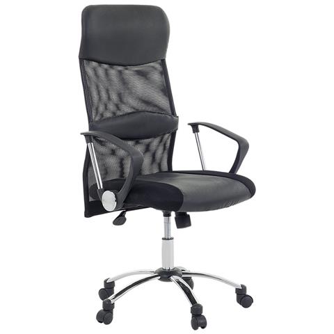 Sedia Da Ufficio Con Altezza Regolabile In Pelle Nera Design - Foto 1