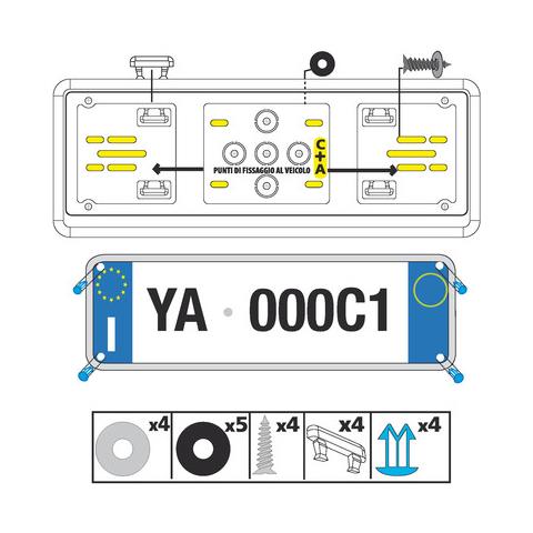 Portatarga Anteriore In Abs, cromato - Foto 2