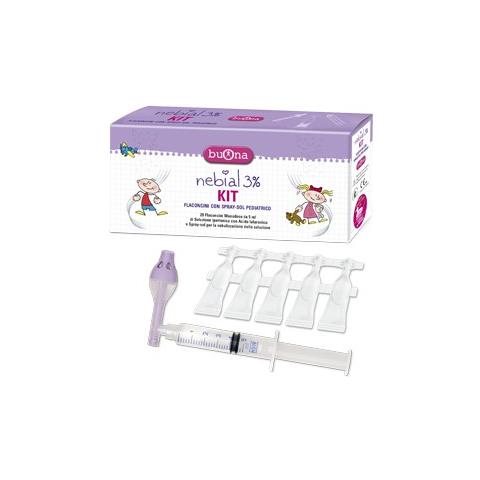 Kit Nebial 3% 20 Flaconcini Monodose Da 5 Ml + Kit Contenent E Spray-sol Pediatrico E Siringa - Foto 1